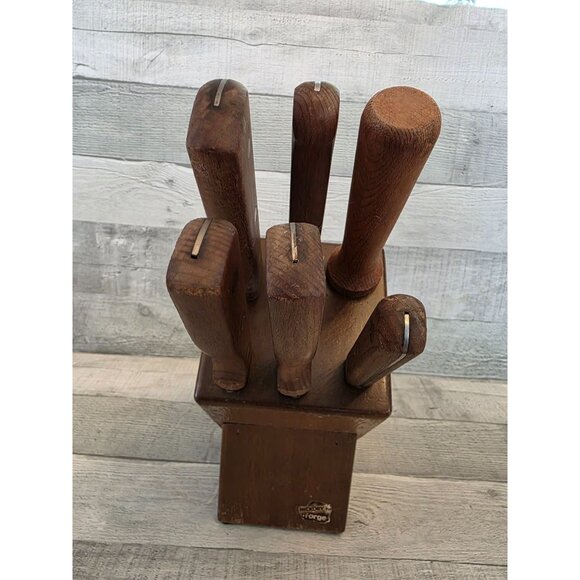 6-Piece Homestead Knife Set With Old Hickory Wooden Handles & Block - Picture 1 of 5